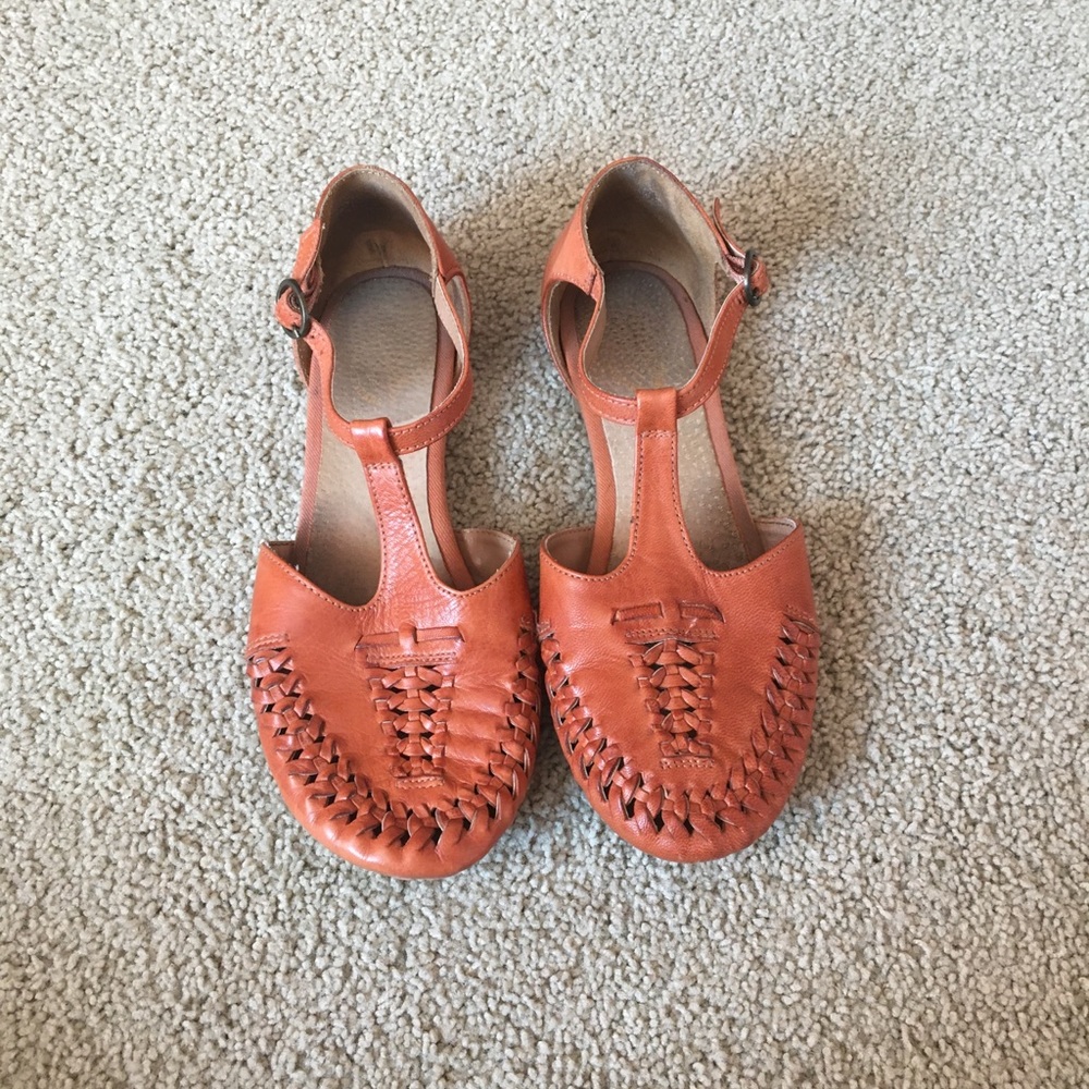 Orange woven ballet-flat sandal
